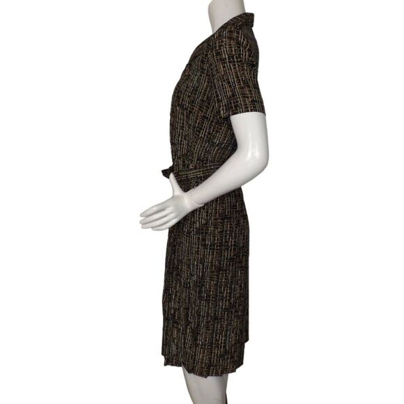 LESLIE FAY Dress, 6P Petite, Career wear, Belt, Black, Crosshatch/Lines - Picture 10 of 14